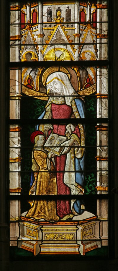 Fenster, das die heilige Anna darstellt, wie sie der Jungfrau das Lesen beibringt, 1500-10 von Rouen School